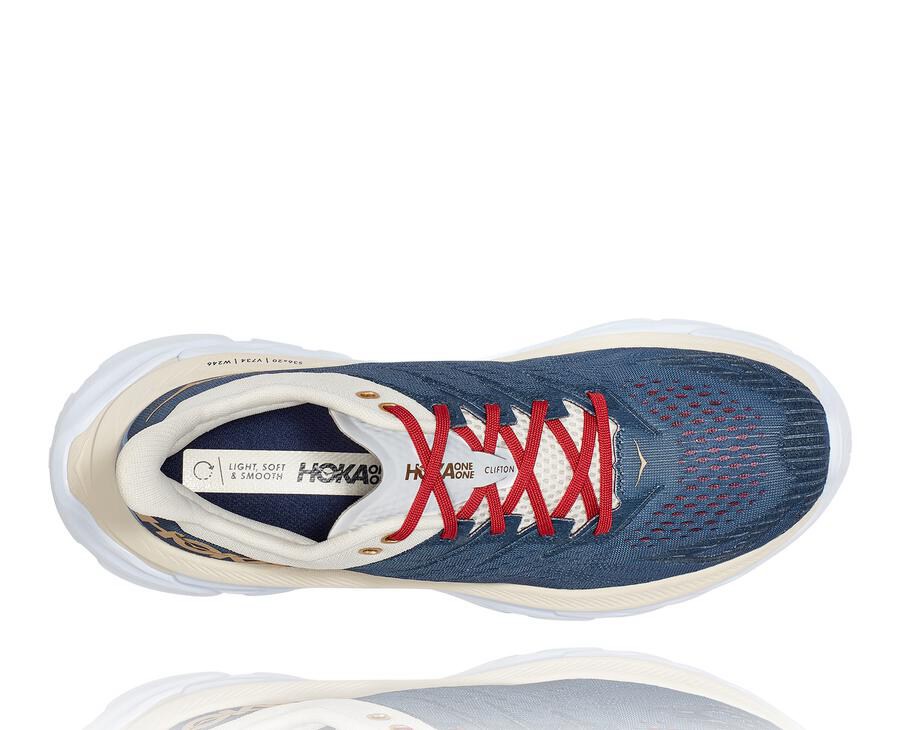 Tenis Hoka One One Hombre Azules/Blancos - Clifton Edge - RQGU24391